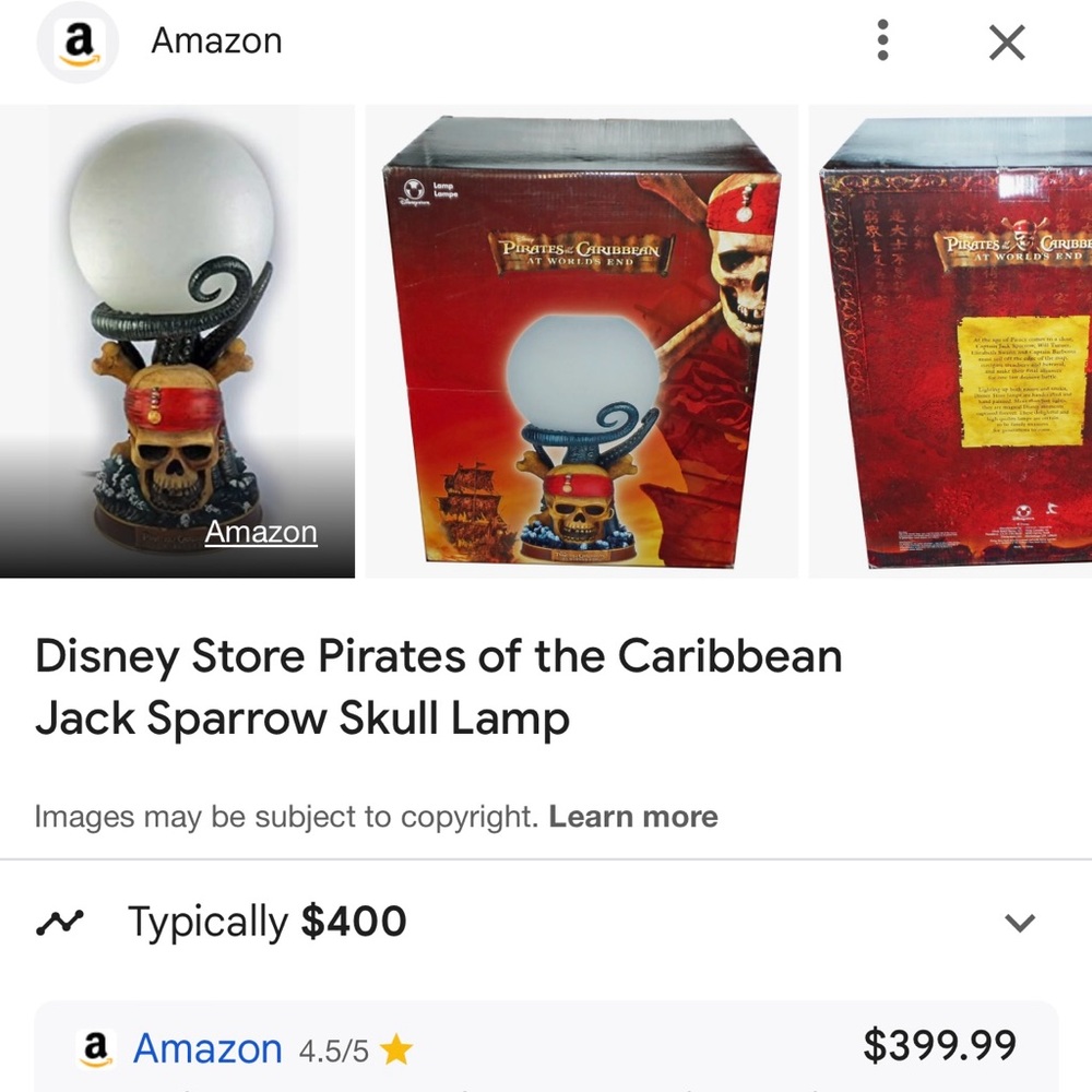 NEW Pirates of the Caribbean at World's End Skull Octopus Lamp Walt Disney BOXED - Picture 2 of 10